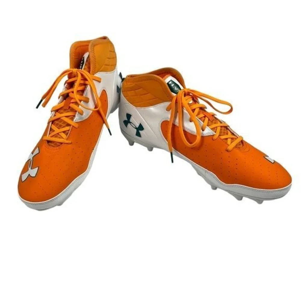 Under Armour Nitro‎ Icon Mid MC Football Cleats Mens Size 15 Orange and White